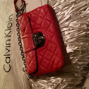 Calvin Klein red leather crossbody bag